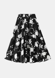 Black midi skirt with white flowers